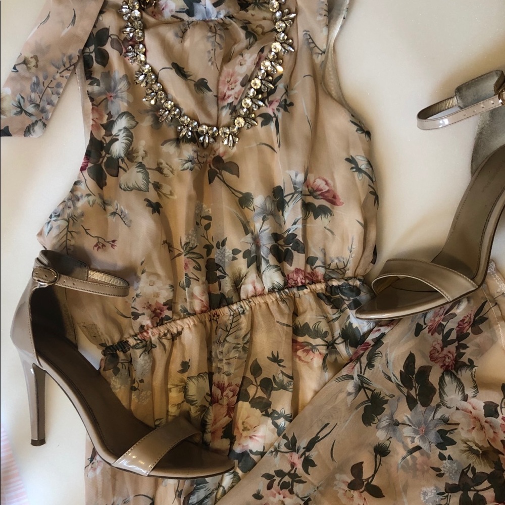 Pink floral maxi dress